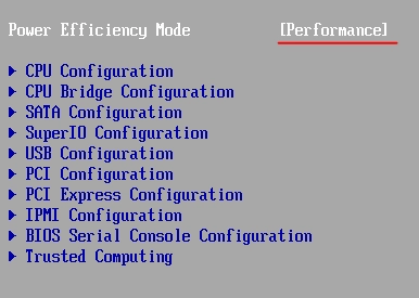 выбор режима Power Efficiency