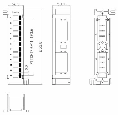 Настенная модульная патч-панель Hyperline PPWBL-12 12 портов