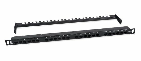 Патч-панель 19" Кат.5е Cabeus PLHD-24-Cat.5e-Dual-180-0,5U 0.5U 24 порта