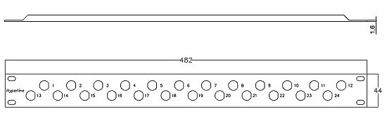 Модульная патч-панель BNC 19" Hyperline PPBL-BNC-19-24BNC 1U 24 порта