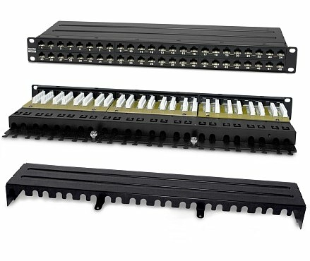 Патч-панель 19" Кат.6а Hyperline PPHD-19-48-8P8C-C6A-110D 1U 48 портов