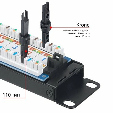 Патч-панель 19" Кат.6 Cabeus PL-24-Cat.6-Dual-IDC-ext. 1U 24 порта