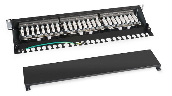 Патч-панель 19" Кат.6а Cabeus PL-24-Cat.6a-SH-Dual 1U 24 порта
