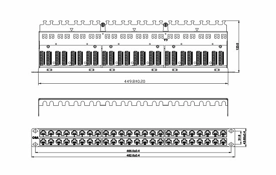 Патч-панель 19" Кат.6а Hyperline PPHD-19-48-8P8C-C6A-110D 1U 48 портов