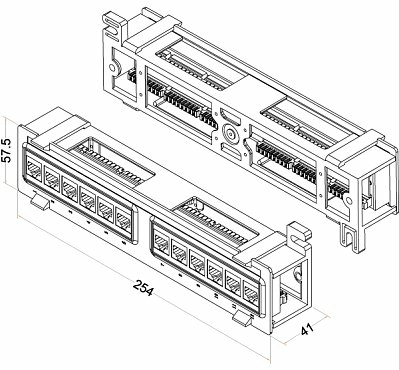 Настенная патч-панель Кат.5е Hyperline PPW-12-8P8C-C5e 12 портов