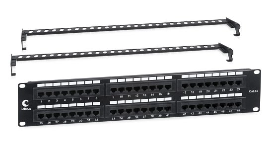 Патч-панель 19" Кат.6а Cabeus PL-48-Cat.6A-Dual 2U 48 портов