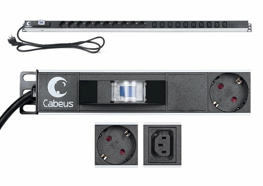 Блок розеток  19"  16А Cabeus PDU-16-10S-10C13-B 20 розеток