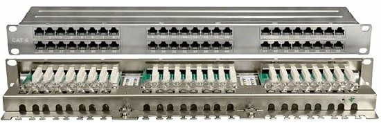 Патч-панель 19" Кат.6 Hyperline PPHD-19-48-8P8C-C6-SH-110D 1U 48 портов