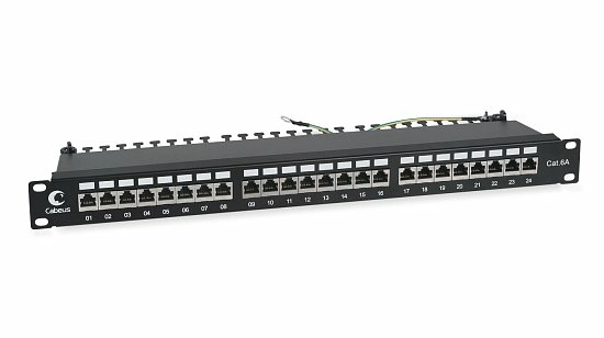 Патч-панель 19" Кат.6а Cabeus PL-24-Cat.6a-SH-Dual 1U 24 порта