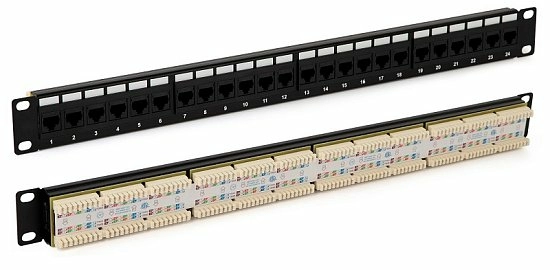 Патч-панель 19" Кат.5е Hyperline PP3-19-24-8P8C-C5E-110D 1U 24 порта