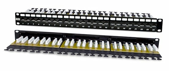 Патч-панель 19" Кат.6а Hyperline PP2-19-24-8P8C-C6A-110D 1U 24 порта